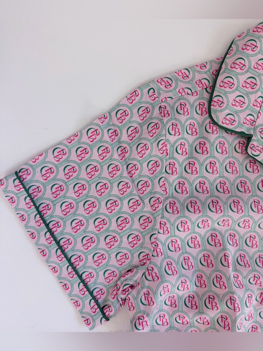 Short-Sleeve Button Up Kids Pink & Green Printed Pajama Short Set 12 NWOT - Picture 6 of 11